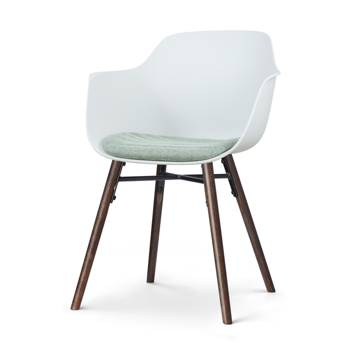 Nolon Nena-Liz Eetkamerstoel Wit - Zacht Groen Kussen - Walnoot