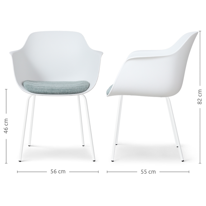 Nolon Nora-Liz Eetkamerstoel Wit - Groen Kussen - Wit - Set Van 2
