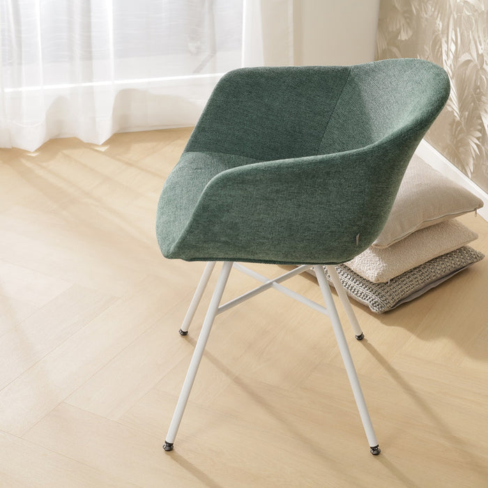 Nolon Noa-Otis eetkamerstoel donkergroen - met armleuning - wit