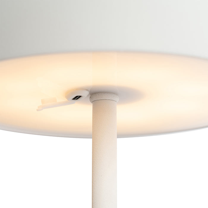 QAZQA Buiten tafellamp mushroom wit oplaadbaar 3-staps dimbaar -