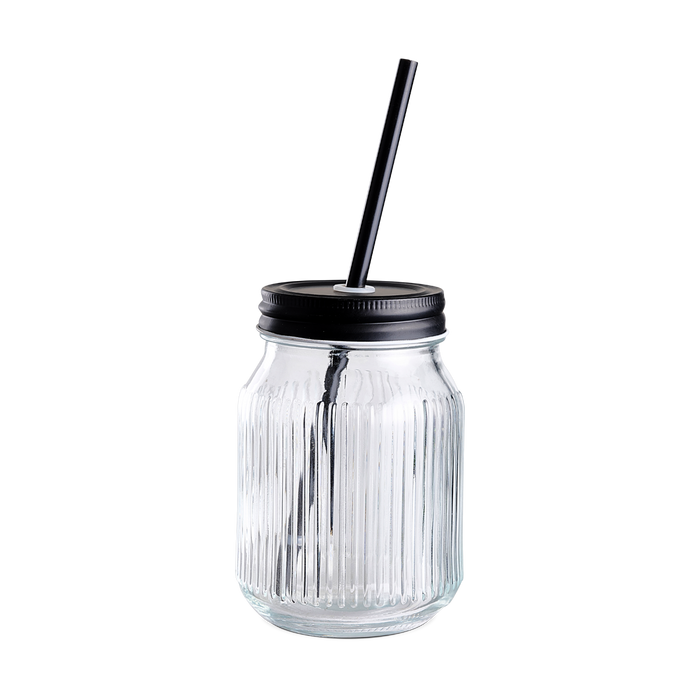 Lisomme Maeve Mason Jar glas met rietje - 450 ml