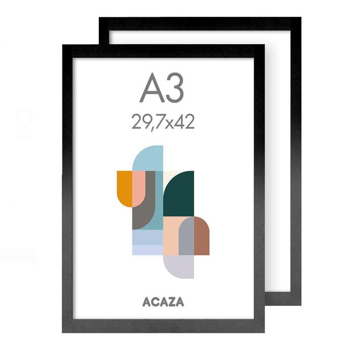 Set van 2 Fotokaders - A3 formaat - Foto Lijsten in MDF Hout - Zwart