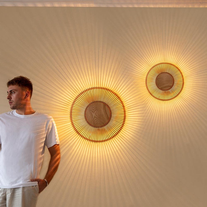 Umage Clava Up Wood Medium houten wandlamp naturel - Ø 35 cm