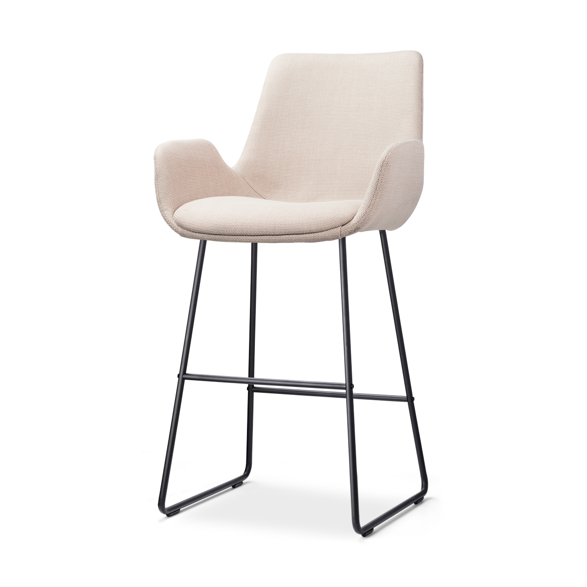 Nolon Nino-Eef Barkruk Beige - met Armleuning - Zwart - 65 cm