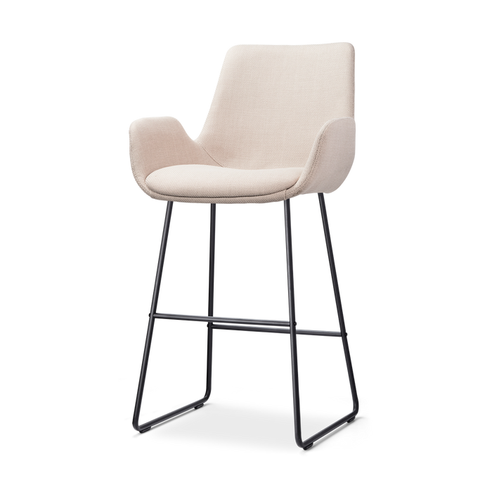 Nolon Nino-Eef Barkruk Beige - met Armleuning - Zwart - 65 cm