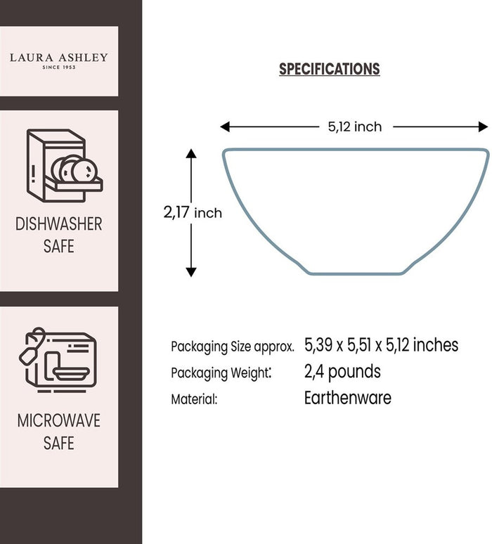 Laura Ashley Giftset 4 Kommen 13 cm