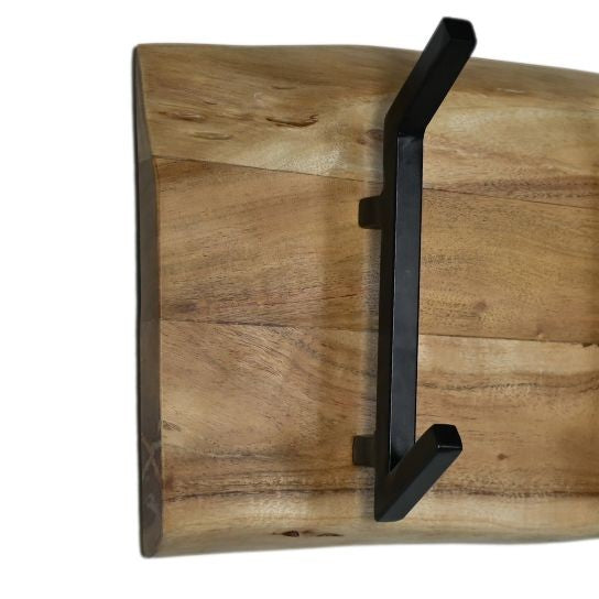 Kapstok Live Edge - 100x10x25 - Naturel - Acaciahout|metaal