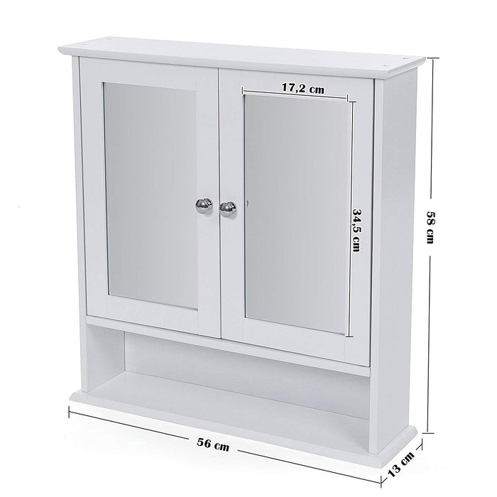 Badkamerkast met twee spiegels - 56x13x58 cm - wit