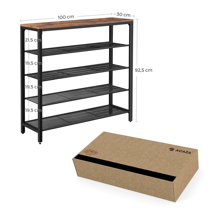 Schoenenrek - industriële look - 100x93x30 cm - vintage bruin