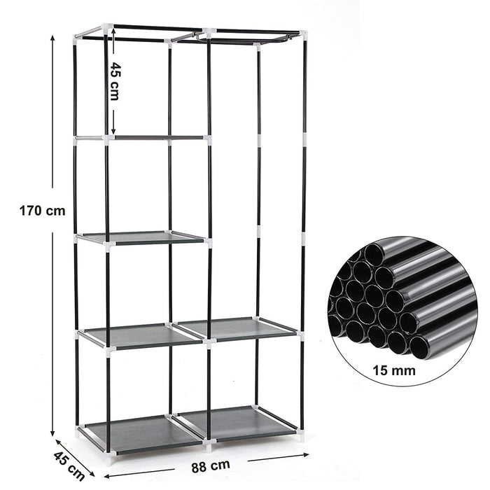 Garderobe Kast met 2 Ophangrails – Kledingkast - Grijs