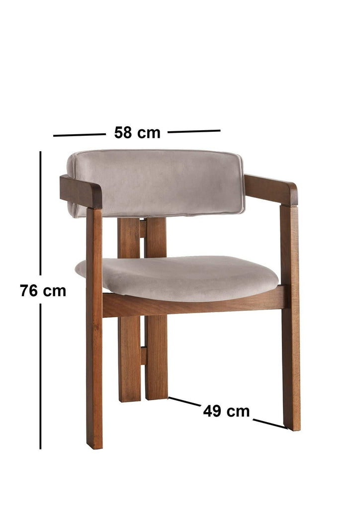 Giga Meubel - Eetkamerstoel Walnoot - Grijs|Velvet - Cozy