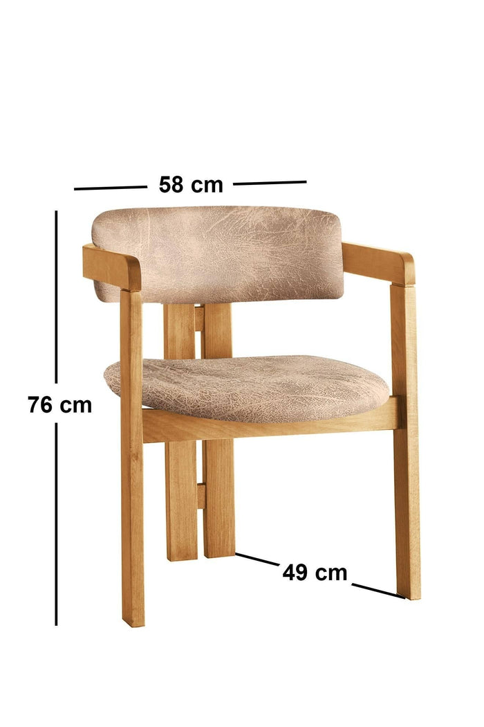 Giga Meubel - Eetkamerstoel Naturel - Taupe|Stof - Cozy