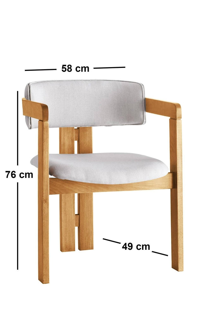 Giga Meubel - Eetkamerstoel Naturel - Wit|Linnen - Cozy