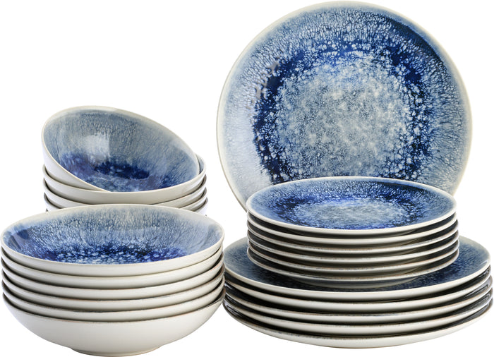 Lite-Body Serviesset Hermes - blauw relief - 6 personen - 24 delig