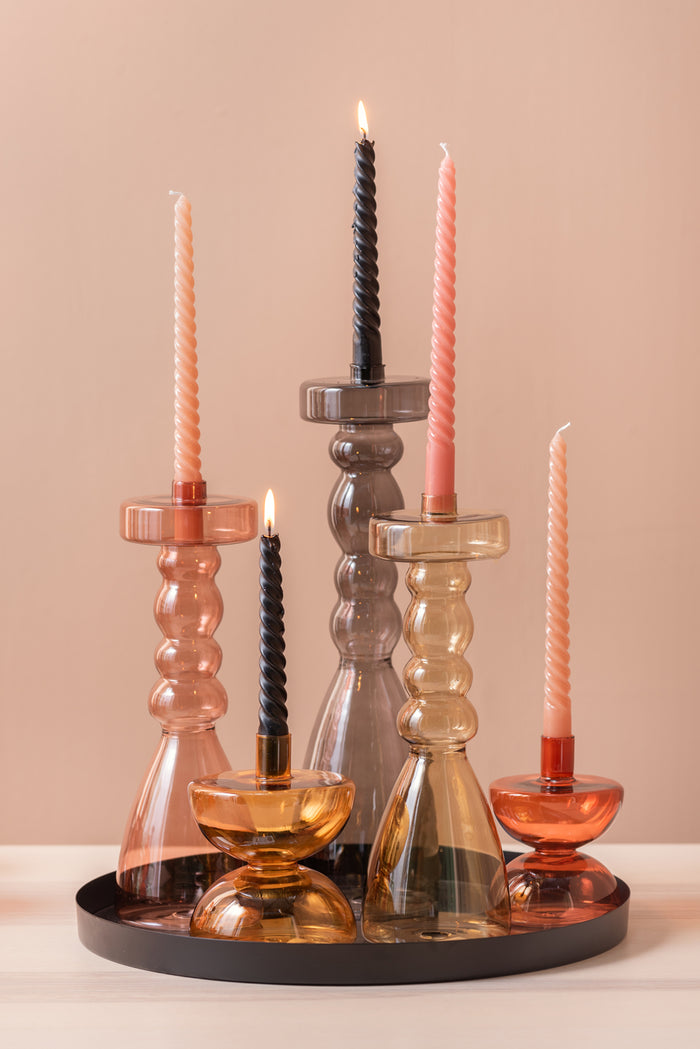 present time - Candle holder Pawn glass XL black