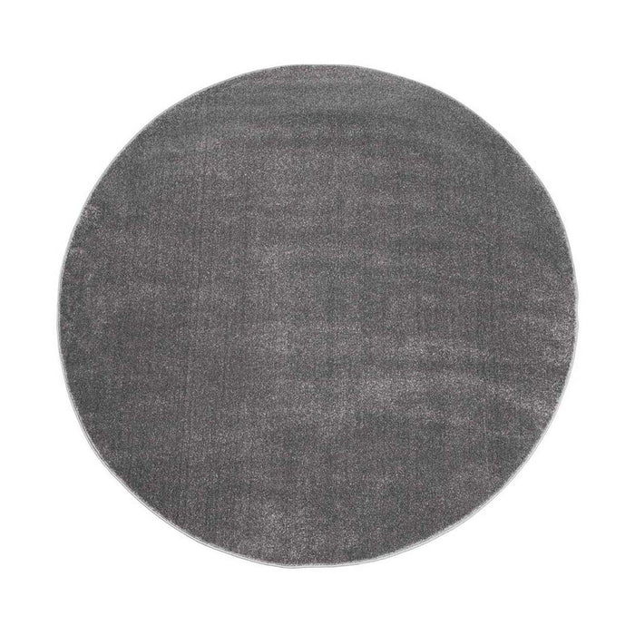 Tapeso Rond vloerkleed effen velours Gala - donkergrijs - 120 cm