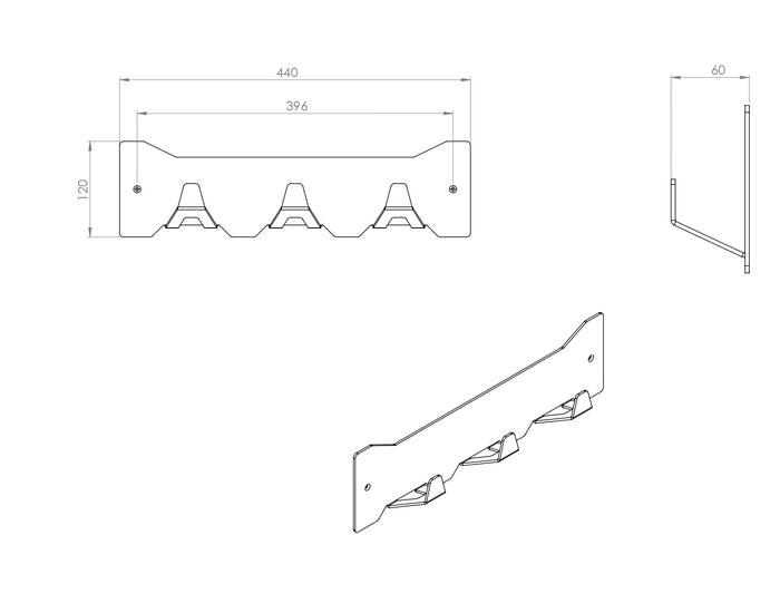Gorillz Triangle Three - Wandkapstok - 44 x 5,6 x 12 cm - Wit