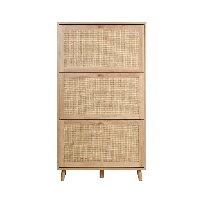 sweeek - Schoenenkast, 3 rieten lades, B 75 x D 26 x H 131cm