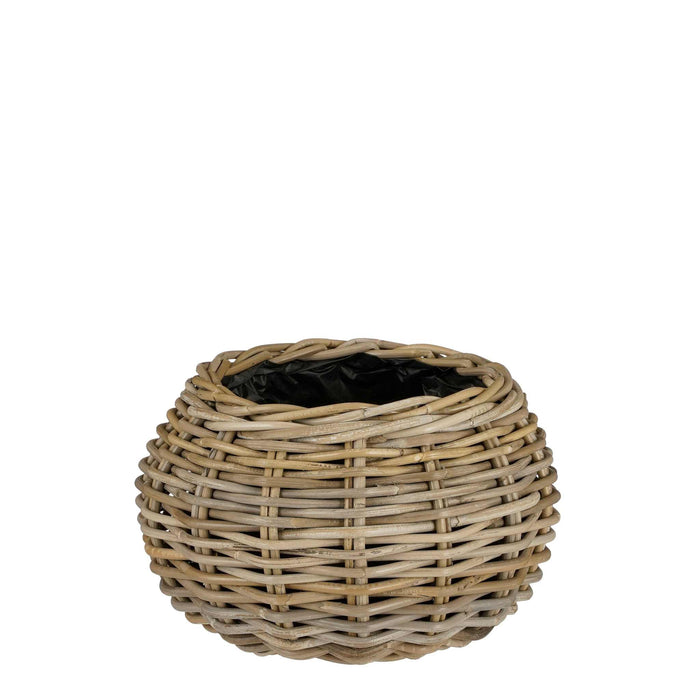 Mica Decorations Plantenbak Marcia - 36x36x25 cm - Rotan - Grijs