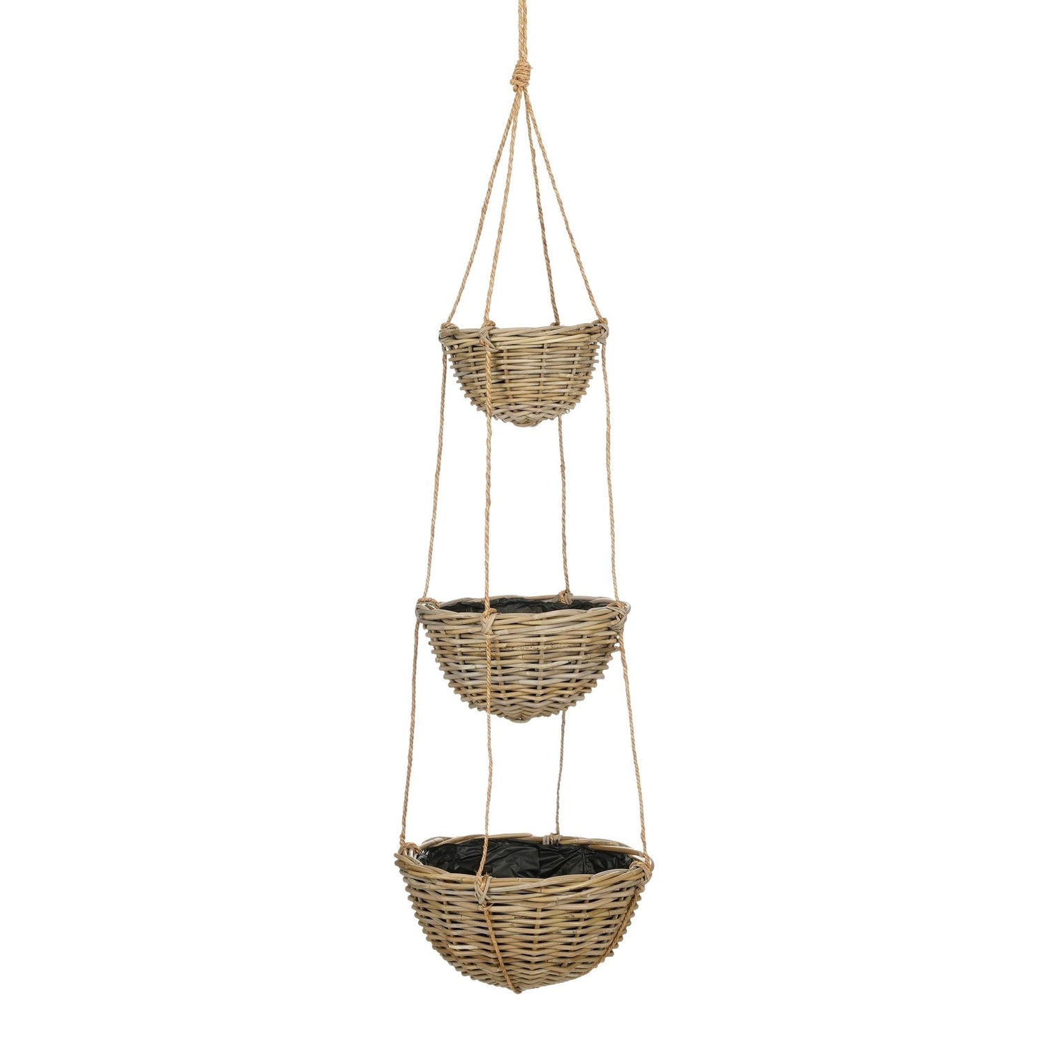 Mica Decorations Plantenbak Marcia - 40x40x150 cm - Rotan - Grijs