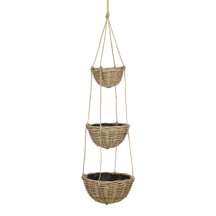 Mica Decorations Plantenbak Marcia - 40x40x150 cm - Rotan - Grijs