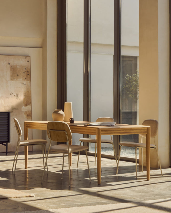 Kave Home - Uitschuifbare tafel Lenon van eikenfineer en massief