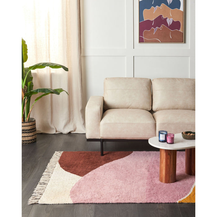 Beliani-XINALI-Vloerkleed-Meerkleurig|Roze-140 x 200 cm-Katoen