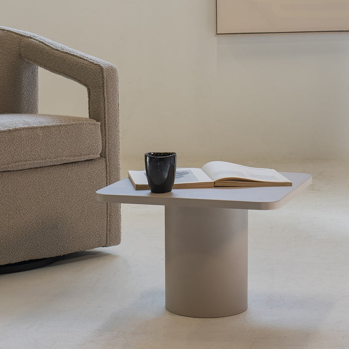 Giga Meubel - Salontafel Vierkant - Beige Metaal - 50x50x35cm - Mischa