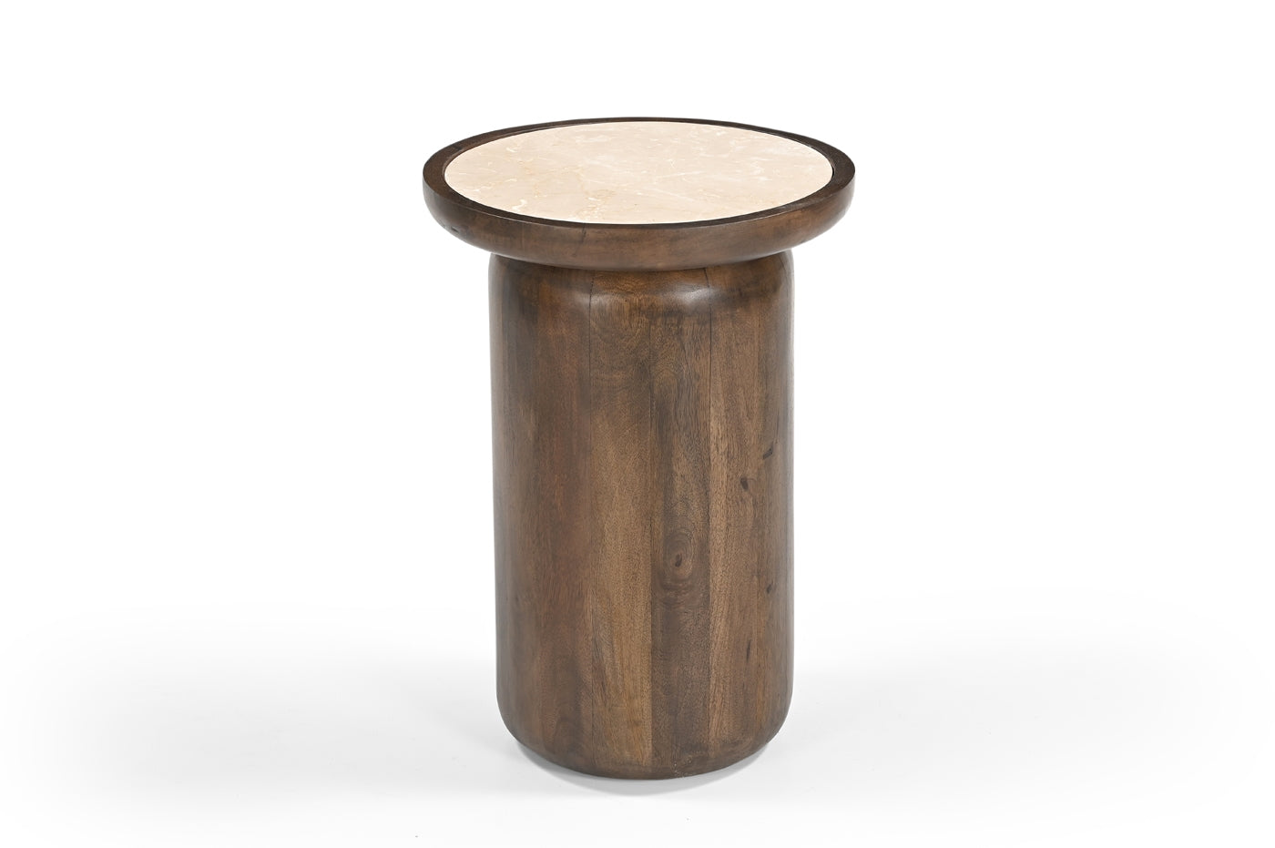 Giga Meubel - Bijzettafel Rond Ø34cm - Bruin Marmer - Kaja