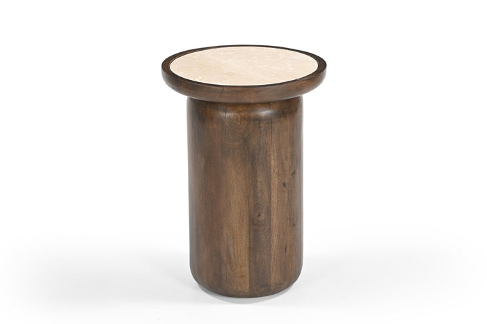 Giga Meubel - Bijzettafel Rond Ø34cm - Bruin Marmer - Kaja