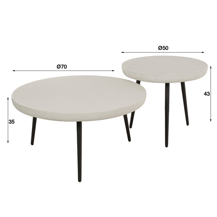 Giga Meubel - Salontafel Rond - Beige Composiet - Set Van 2 - 70x70x35cm