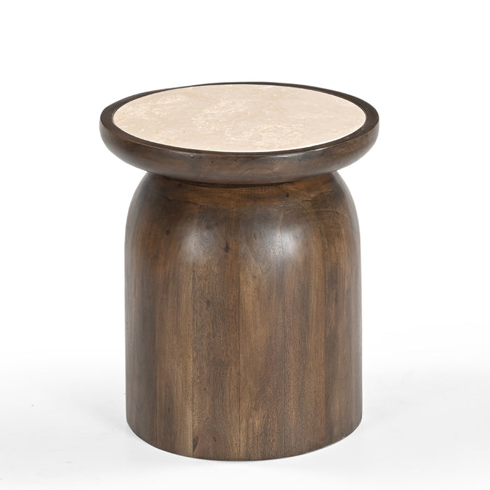 Giga Meubel - Salontafel Rond Ø38cm - Bruin Marmer - Kaja