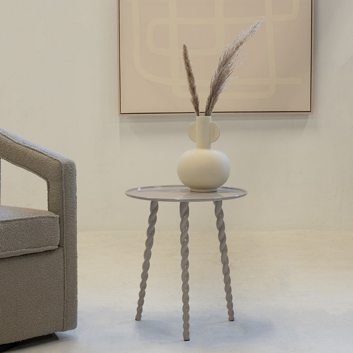 Giga Meubel - Bijzettafel Rond - Beige - 45,5x45,5x50cm - Santi