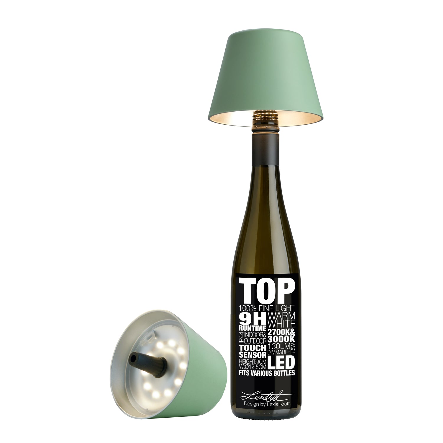 Sompex Top Olijf groen flessen lamp draadloos