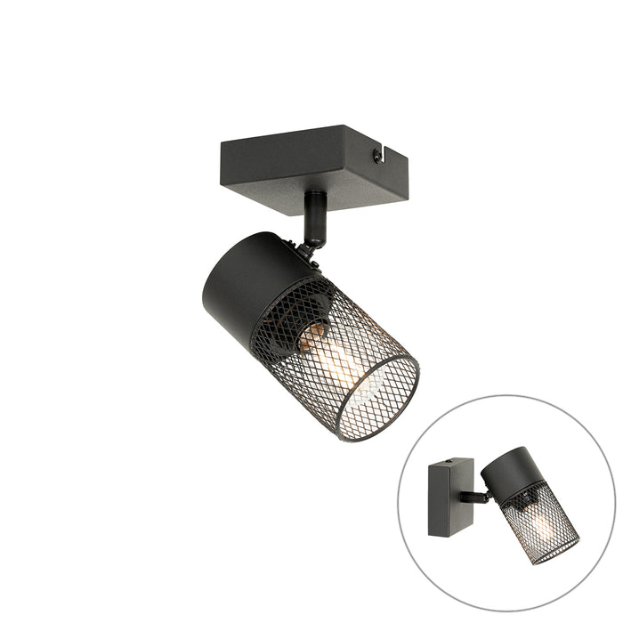 QAZQA Industriële spot zwart verstelbaar - Jim