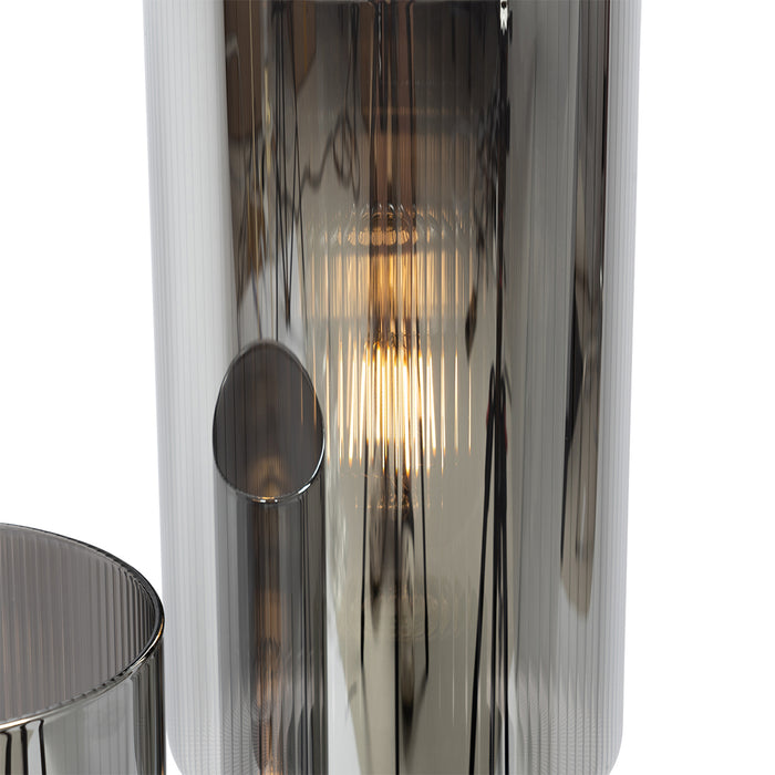 QAZQA Art Deco tafellamp zwart met smoke glas 2-lichts - Laura