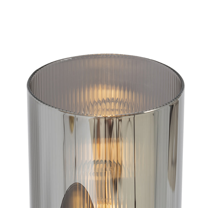 QAZQA Art Deco tafellamp zwart met smoke glas 2-lichts - Laura