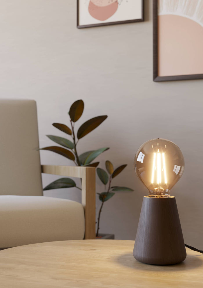 EGLO Asby Tafellamp - E27 - 10 cm - Donkerbruin - Hout