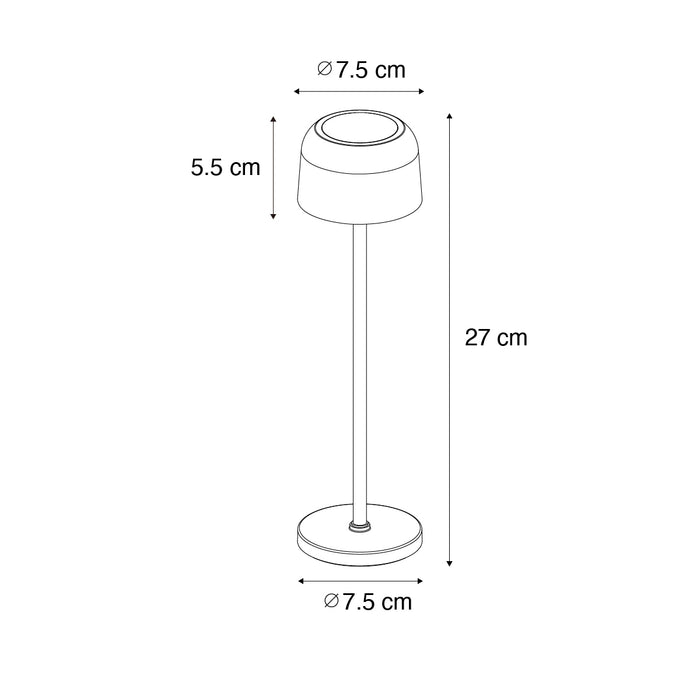 QAZQA Tafellamp mushroom zwart oplaadbaar incl. laadstation - Raika