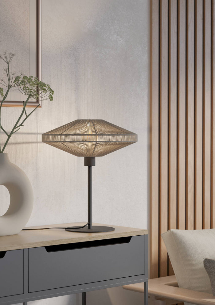 EGLO Midsumer tafellamp - E27 - H 44 cm - Zwart|Crème - Textiel