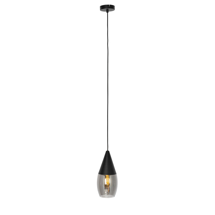 QAZQA Moderne hanglamp zwart met smoke glas - Drop