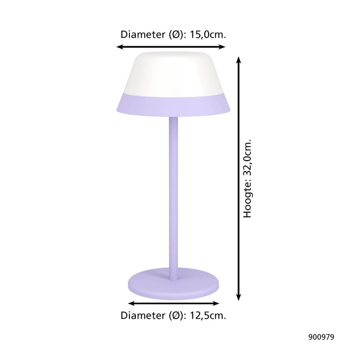 EGLO Meggiano Tafellamp - 32 cm - Lila|Wit