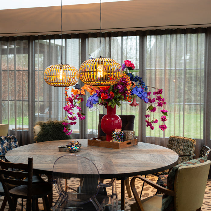 QAZQA Oosterse hanglamp bamboe 2-lichts - Amira