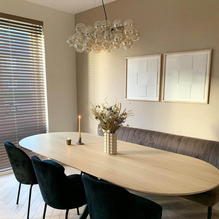 QAZQA Smart hanglamp zwart met amber glas incl. 8 Wifi G9 - Uvas