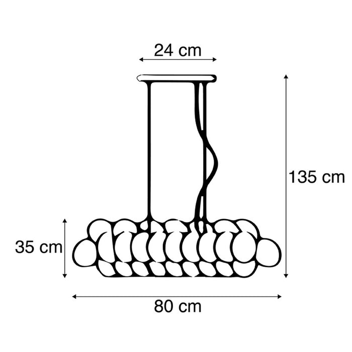 QAZQA Smart hanglamp zwart met amber glas incl. 8 Wifi G9 - Uvas