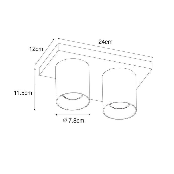 QAZQA Moderne plafondspot zwart met goud 2-lichts - Tubo