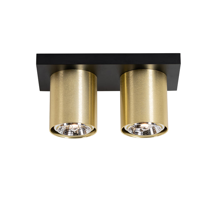 QAZQA Moderne plafondspot zwart met goud 2-lichts - Tubo