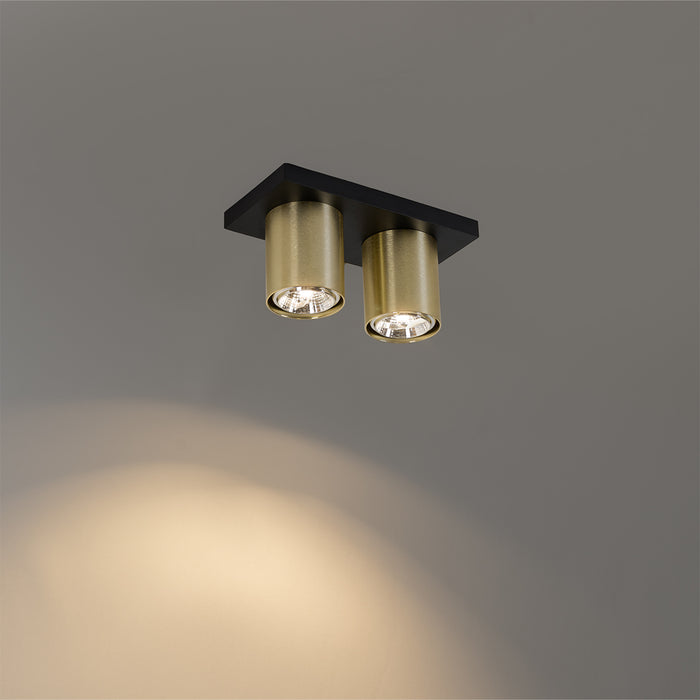QAZQA Moderne plafondspot zwart met goud 2-lichts - Tubo
