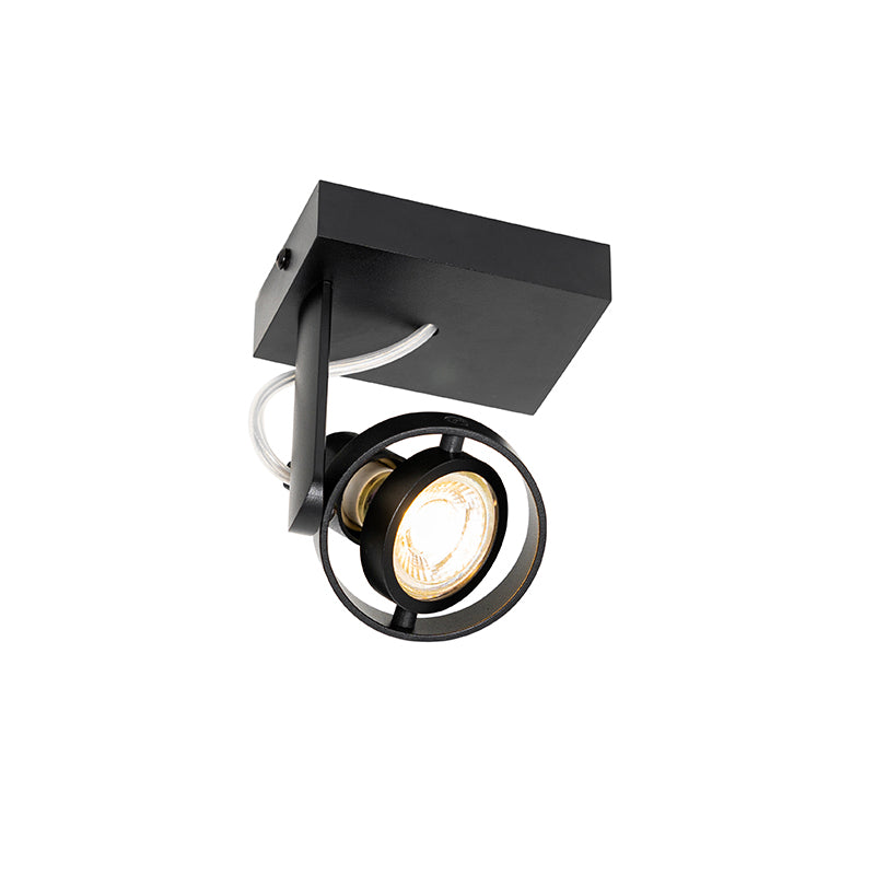 QAZQA Moderne plafondspot zwart draai- en kantelbaar GU10 50mm -