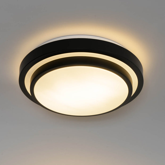 QAZQA Moderne plafondlamp zwart met wit 35 cm IP44 - Walden